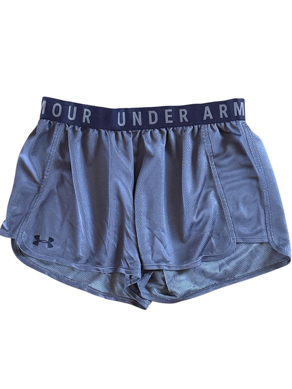 UNDER ARMOUR WOMENS UA PLAY UP METALLIC ATHLETIC SHORTS GRAY BLACK COLOR MEDIUM